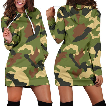 Military Camouflage Print Hoodie Dress GearFrost