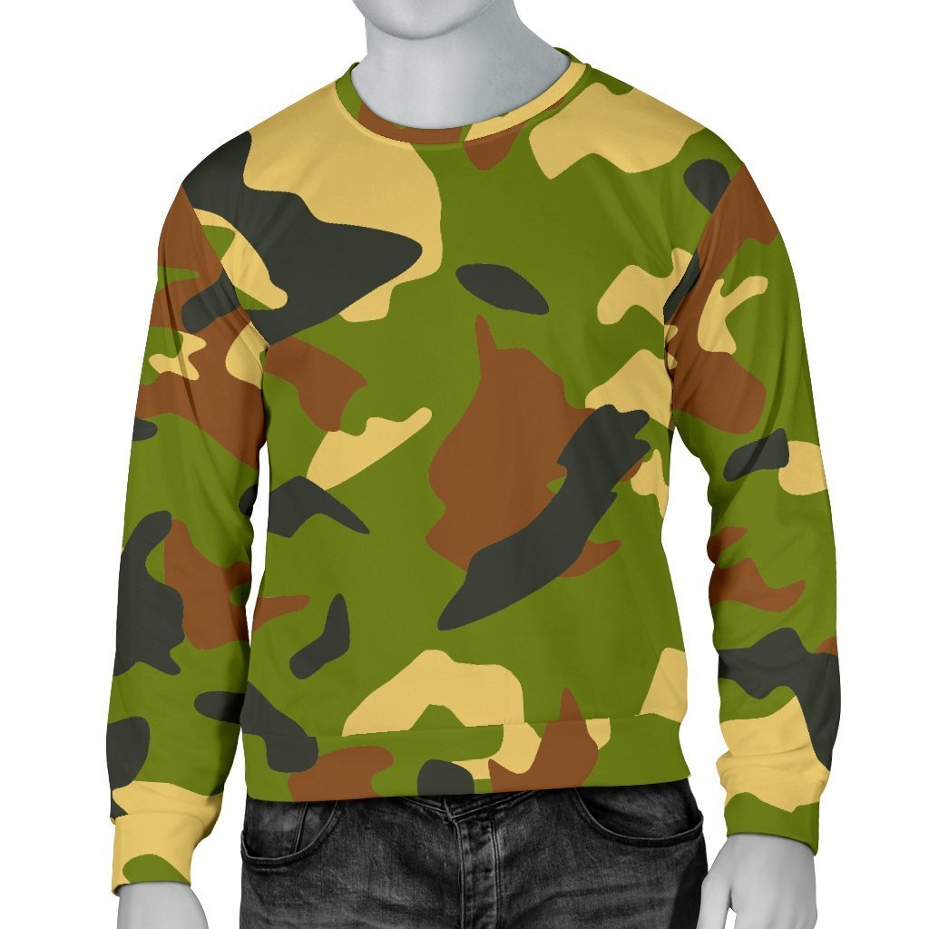 Military Camouflage Print Men's Crewneck Sweatshirt GearFrost