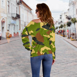 Military Camouflage Print Off Shoulder Sweatshirt GearFrost
