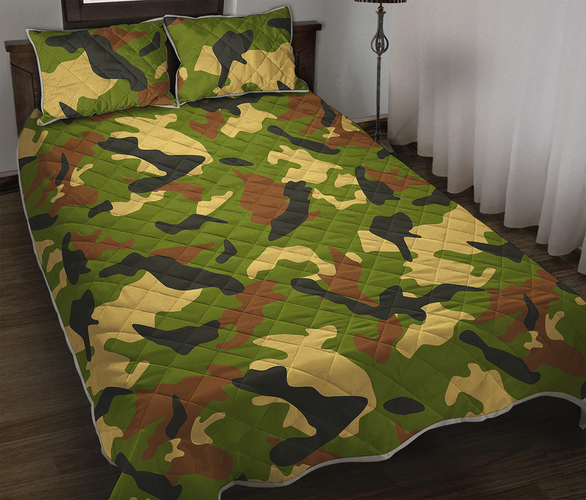 Military Camouflage Print Quilt Bed Set