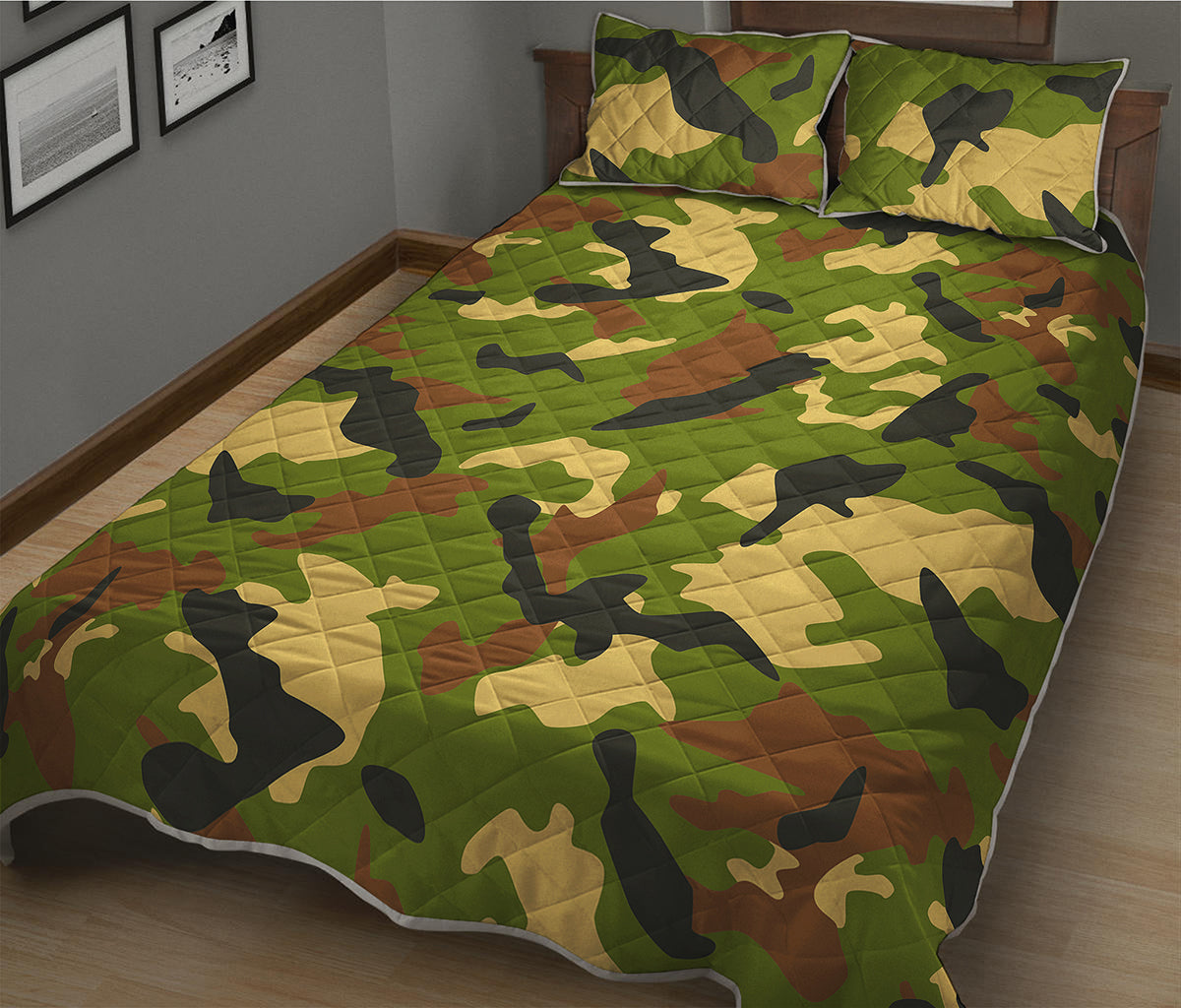 Military Camouflage Print Quilt Bed Set