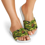 Military Camouflage Print White Slide Sandals