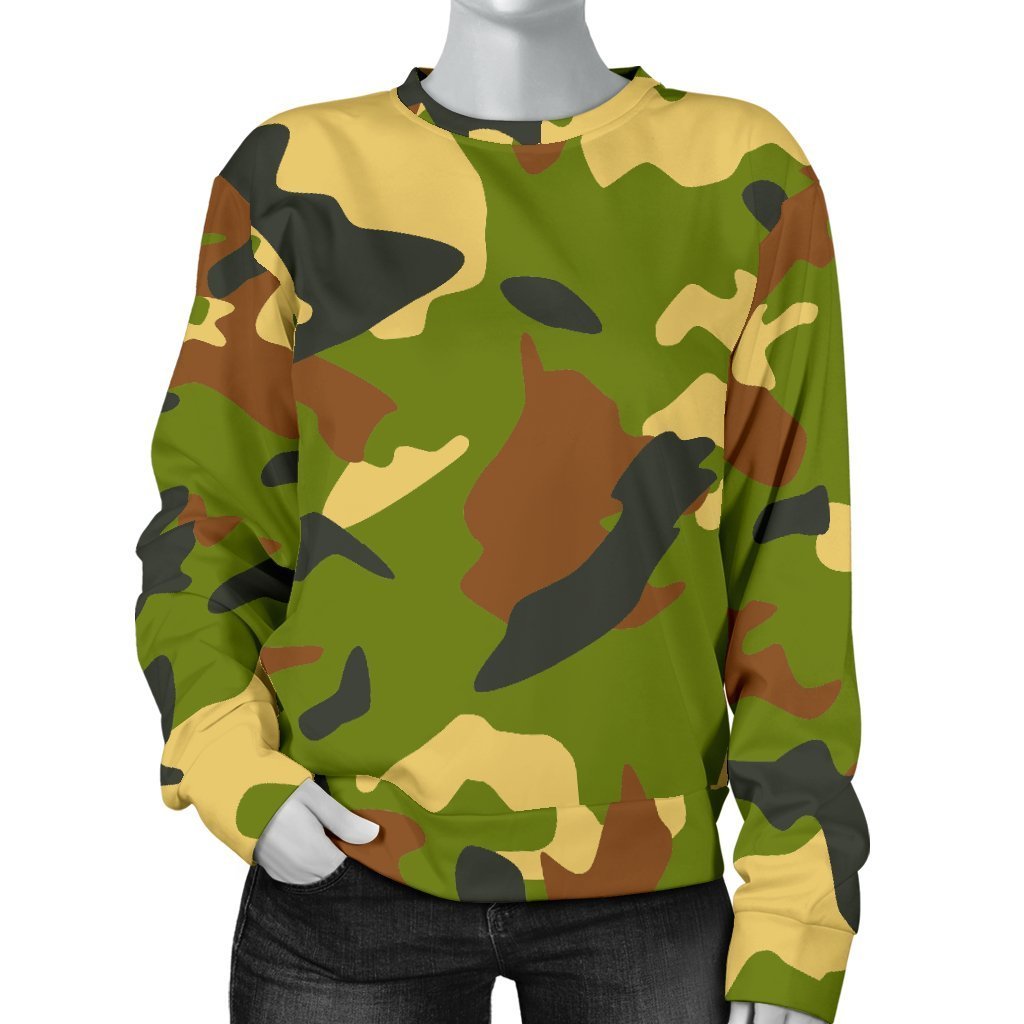 Military Camouflage Print Women's Crewneck Sweatshirt GearFrost