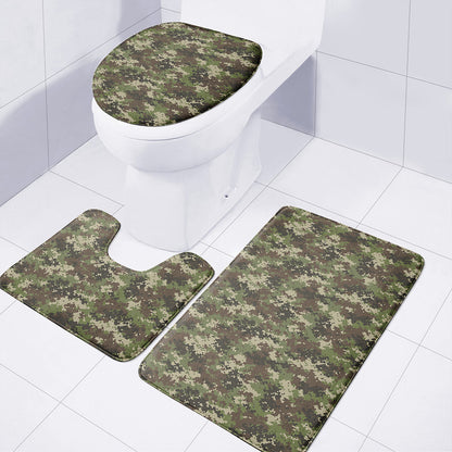 Military Digital Camo Pattern Print 3 Piece Bath Mat Set