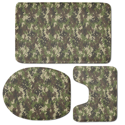 Military Digital Camo Pattern Print 3 Piece Bath Mat Set