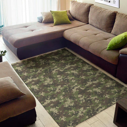 Military Digital Camo Pattern Print Area Rug
