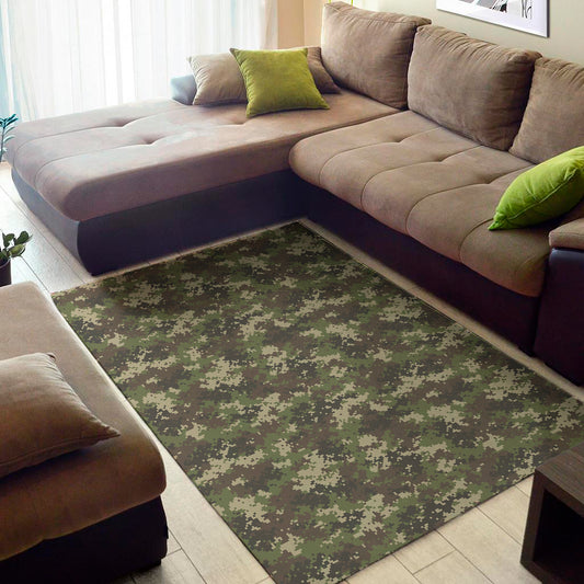 Military Digital Camo Pattern Print Area Rug