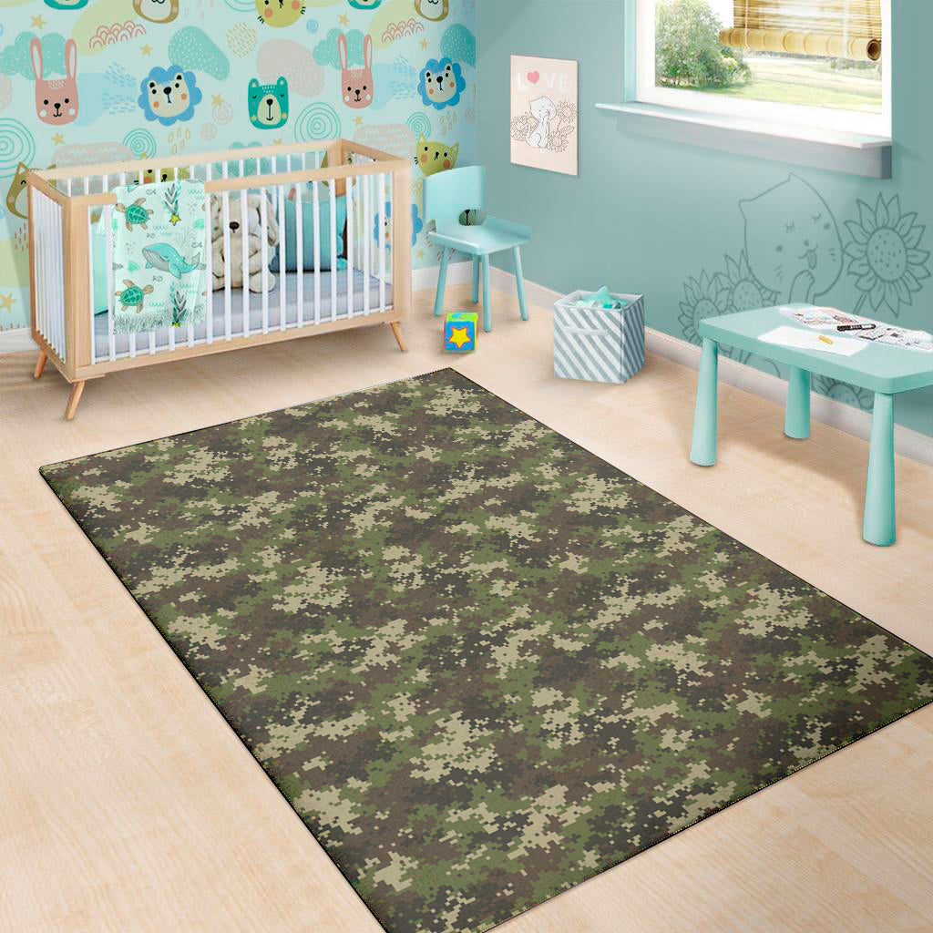 Military Digital Camo Pattern Print Area Rug
