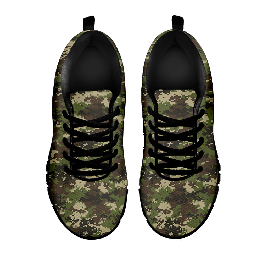 Military Digital Camo Pattern Print Black Sneakers