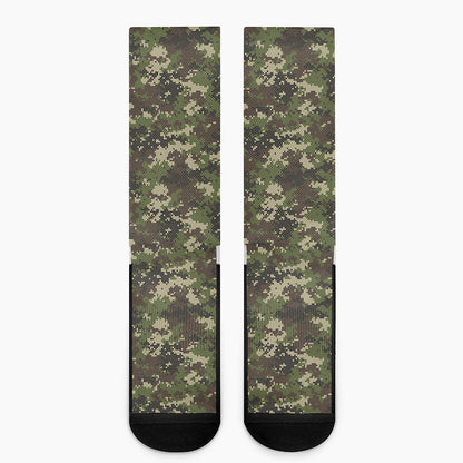 Military Digital Camo Pattern Print Crew Socks