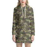 Military Digital Camo Pattern Print Hoodie Dress