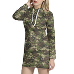 Military Digital Camo Pattern Print Hoodie Dress