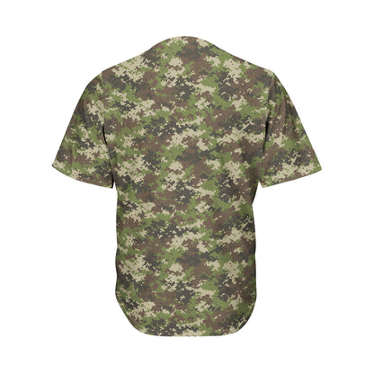 Military Digital Camo Pattern Print Men's Baseball Jersey