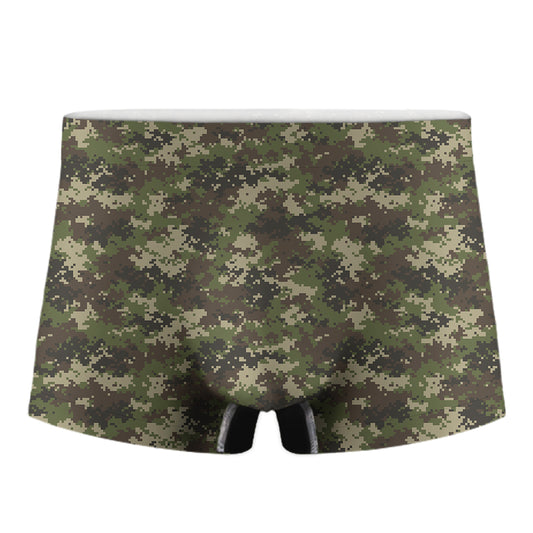 Military Digital Camo Pattern Print Men's Boxer Briefs