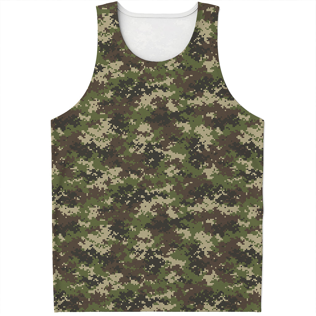 Military Digital Camo Pattern Print Men's Tank Top