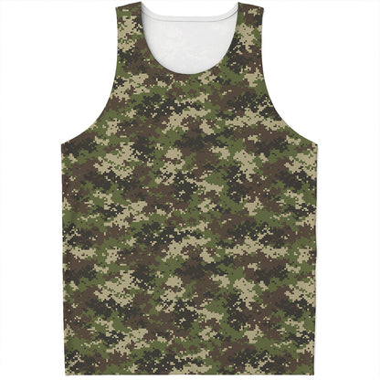 Military Digital Camo Pattern Print Men's Tank Top