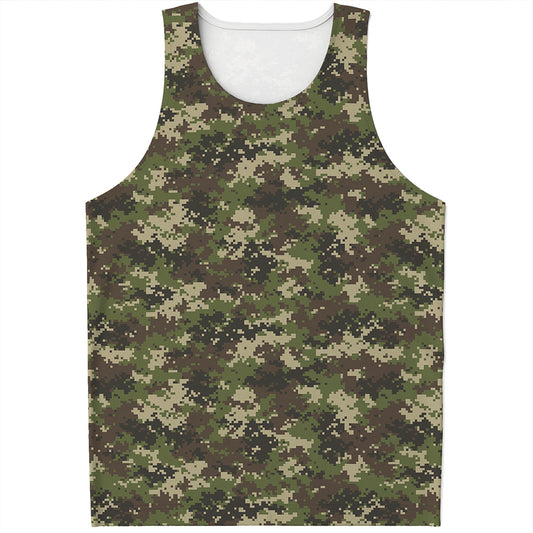 Military Digital Camo Pattern Print Men's Tank Top