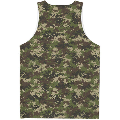 Military Digital Camo Pattern Print Men's Tank Top