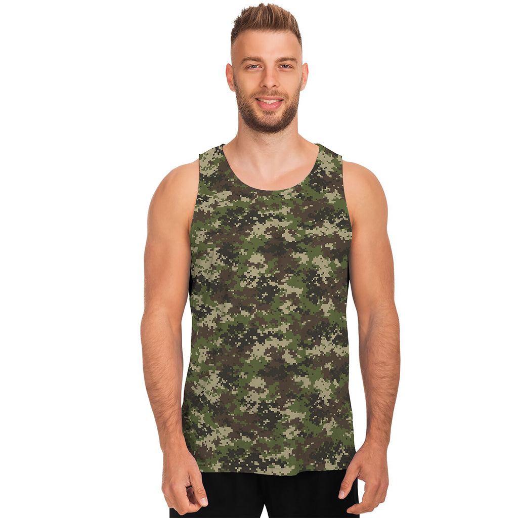 Military Digital Camo Pattern Print Men's Tank Top