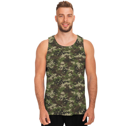 Military Digital Camo Pattern Print Men's Tank Top