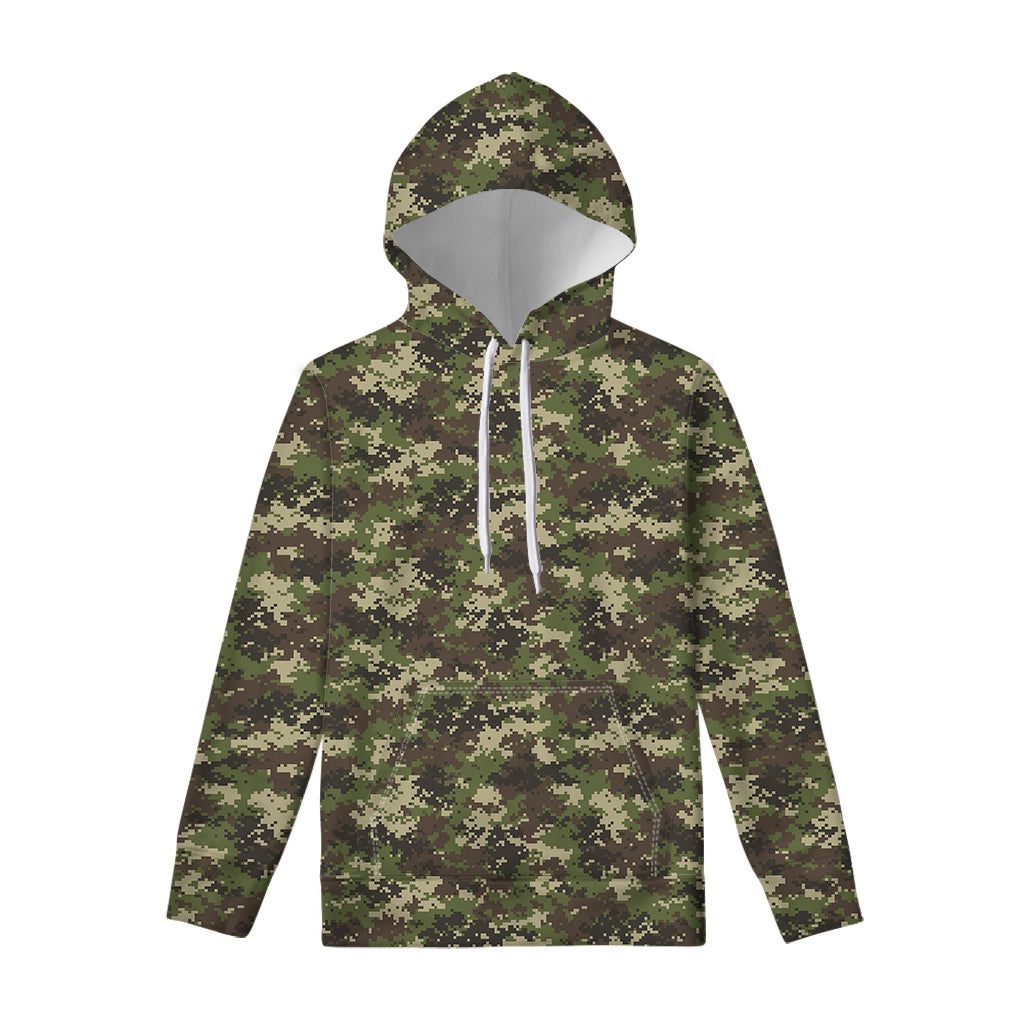 Military Digital Camo Pattern Print Pullover Hoodie