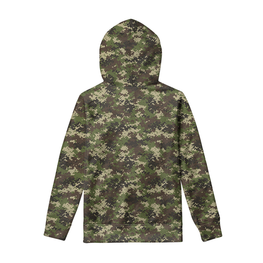 Military Digital Camo Pattern Print Pullover Hoodie