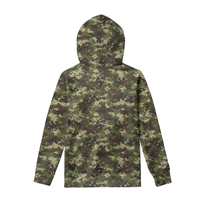 Military Digital Camo Pattern Print Pullover Hoodie