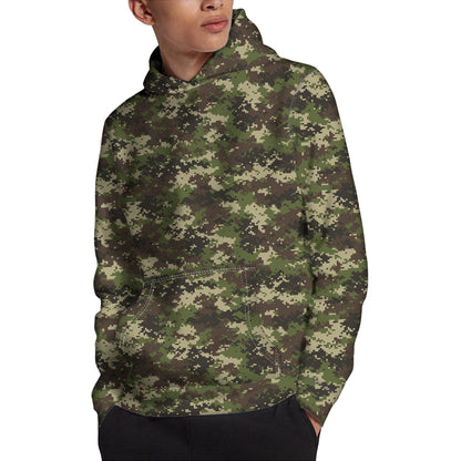 Military Digital Camo Pattern Print Pullover Hoodie