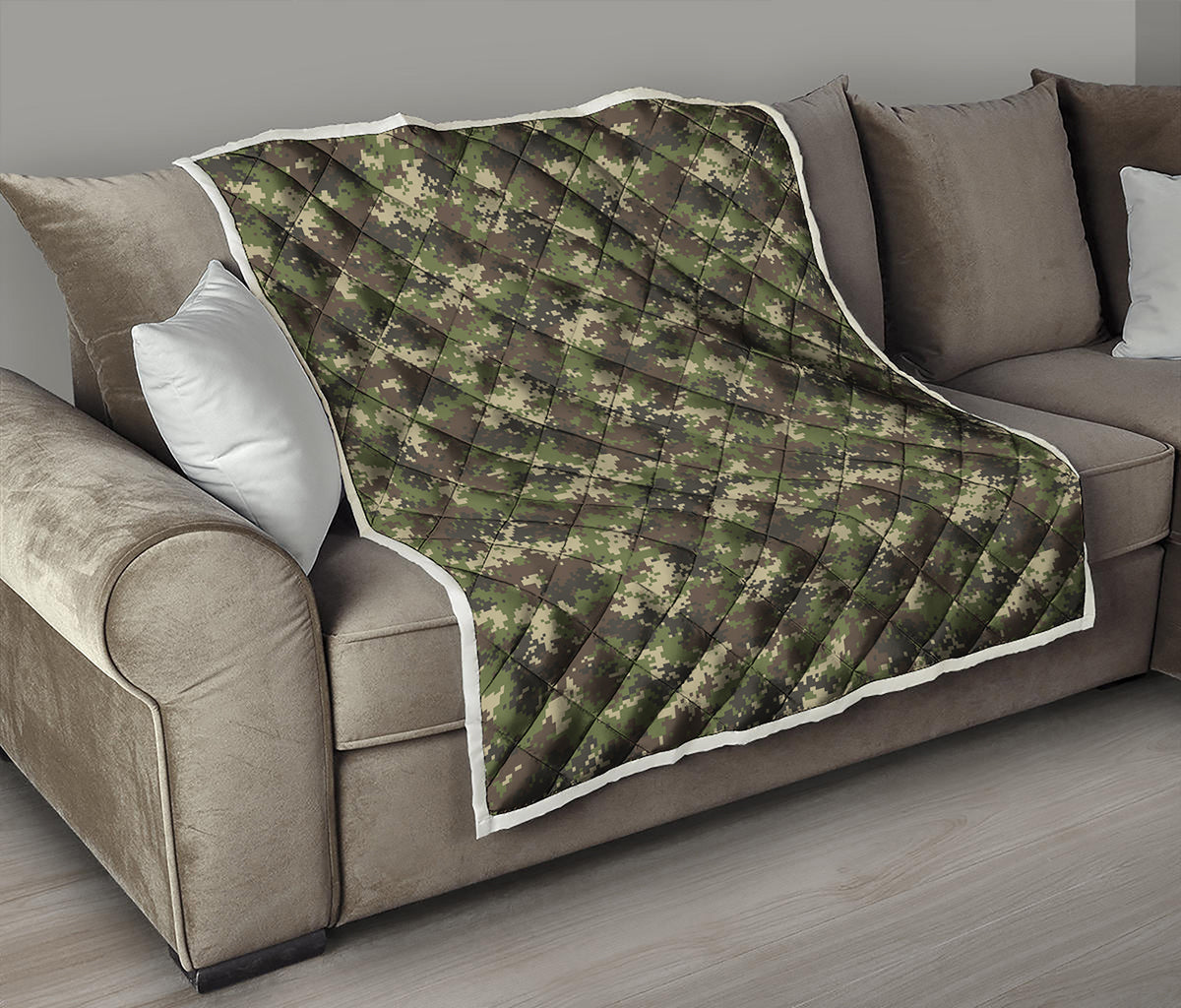 Military Digital Camo Pattern Print Quilt