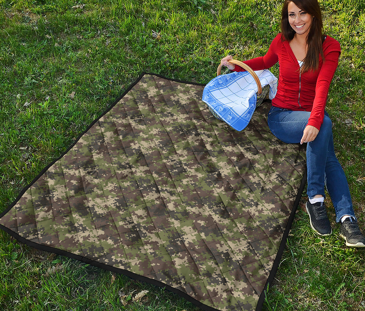 Military Digital Camo Pattern Print Quilt