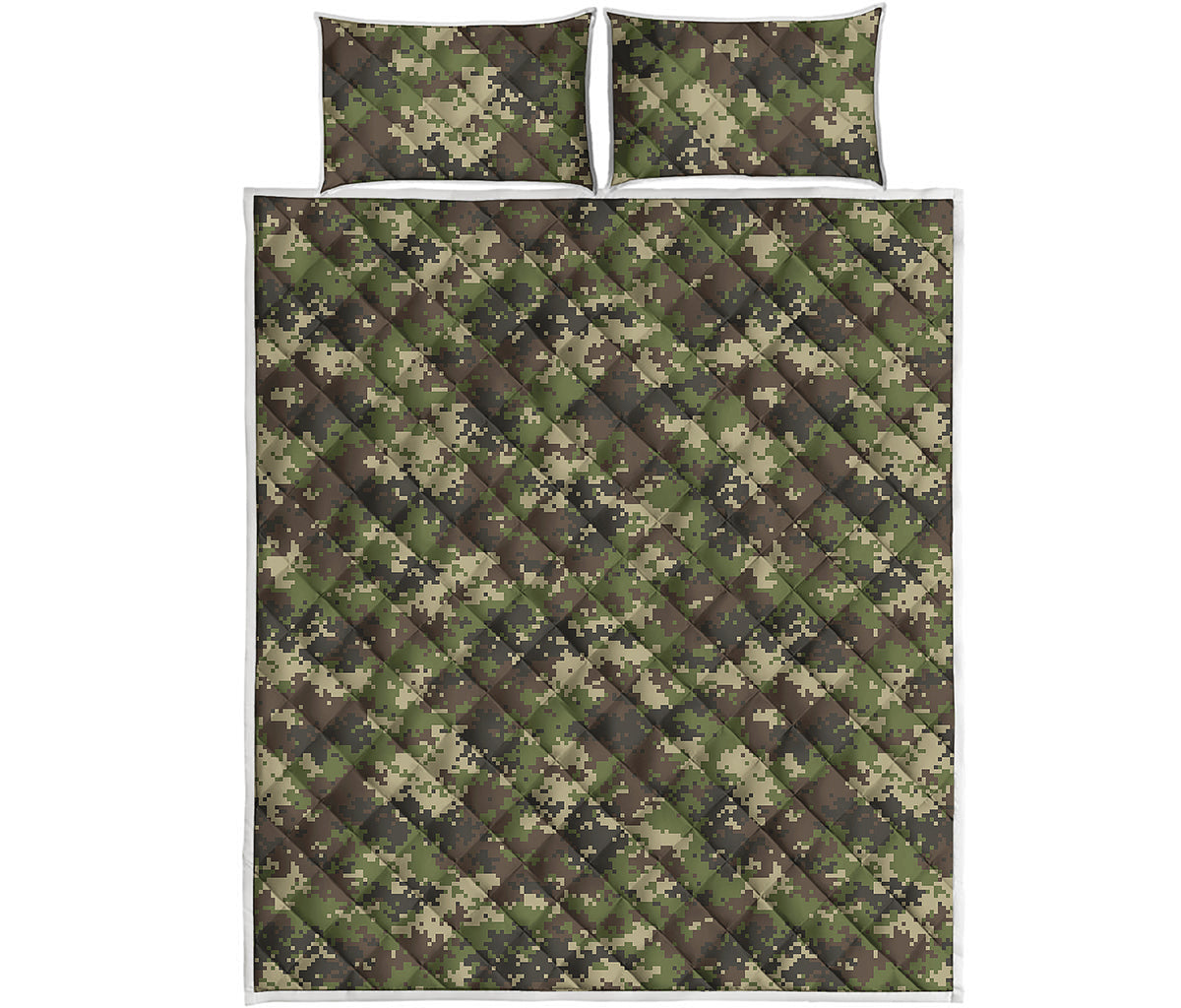 Military Digital Camo Pattern Print Quilt Bed Set