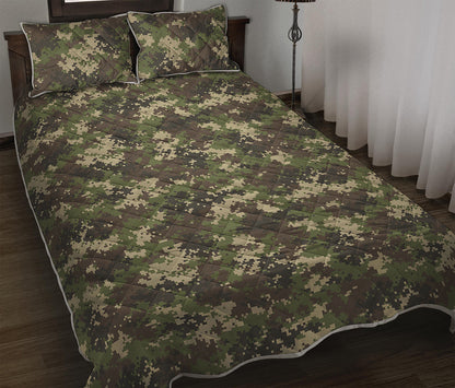 Military Digital Camo Pattern Print Quilt Bed Set