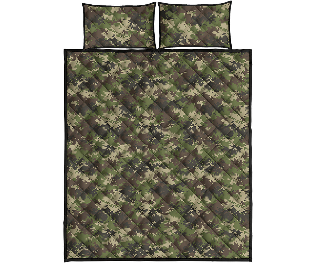 Military Digital Camo Pattern Print Quilt Bed Set