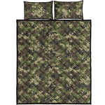 Military Digital Camo Pattern Print Quilt Bed Set