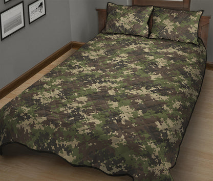 Military Digital Camo Pattern Print Quilt Bed Set
