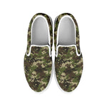 Military Digital Camo Pattern Print White Slip On Shoes