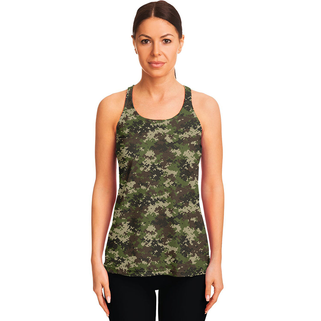 Military Digital Camo Pattern Print Women's Racerback Tank Top