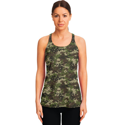Military Digital Camo Pattern Print Women's Racerback Tank Top