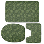 Military Green Camo Flower Pattern Print 3 Piece Bath Mat Set