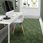 Military Green Camo Flower Pattern Print Area Rug