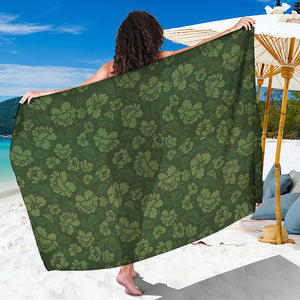 Military Green Camo Flower Pattern Print Beach Sarong Wrap