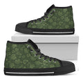 Military Green Camo Flower Pattern Print Black High Top Sneakers
