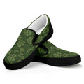 Military Green Camo Flower Pattern Print Black Slip On Sneakers
