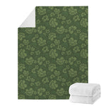 Military Green Camo Flower Pattern Print Blanket