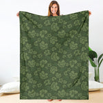 Military Green Camo Flower Pattern Print Blanket