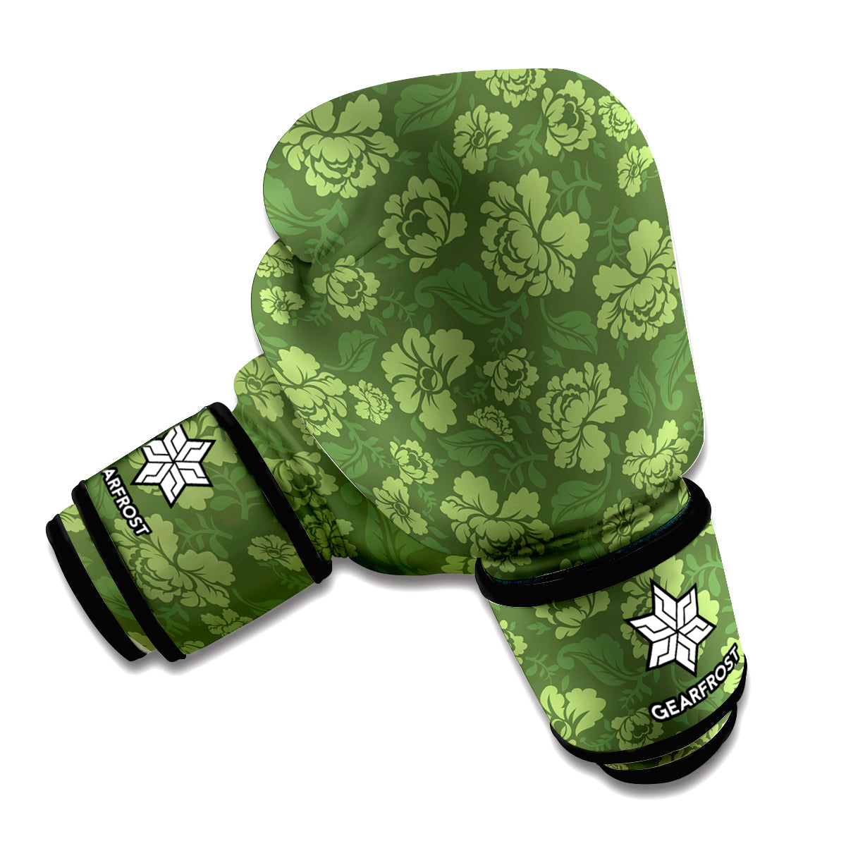 Military Green Camo Flower Pattern Print Boxing Gloves