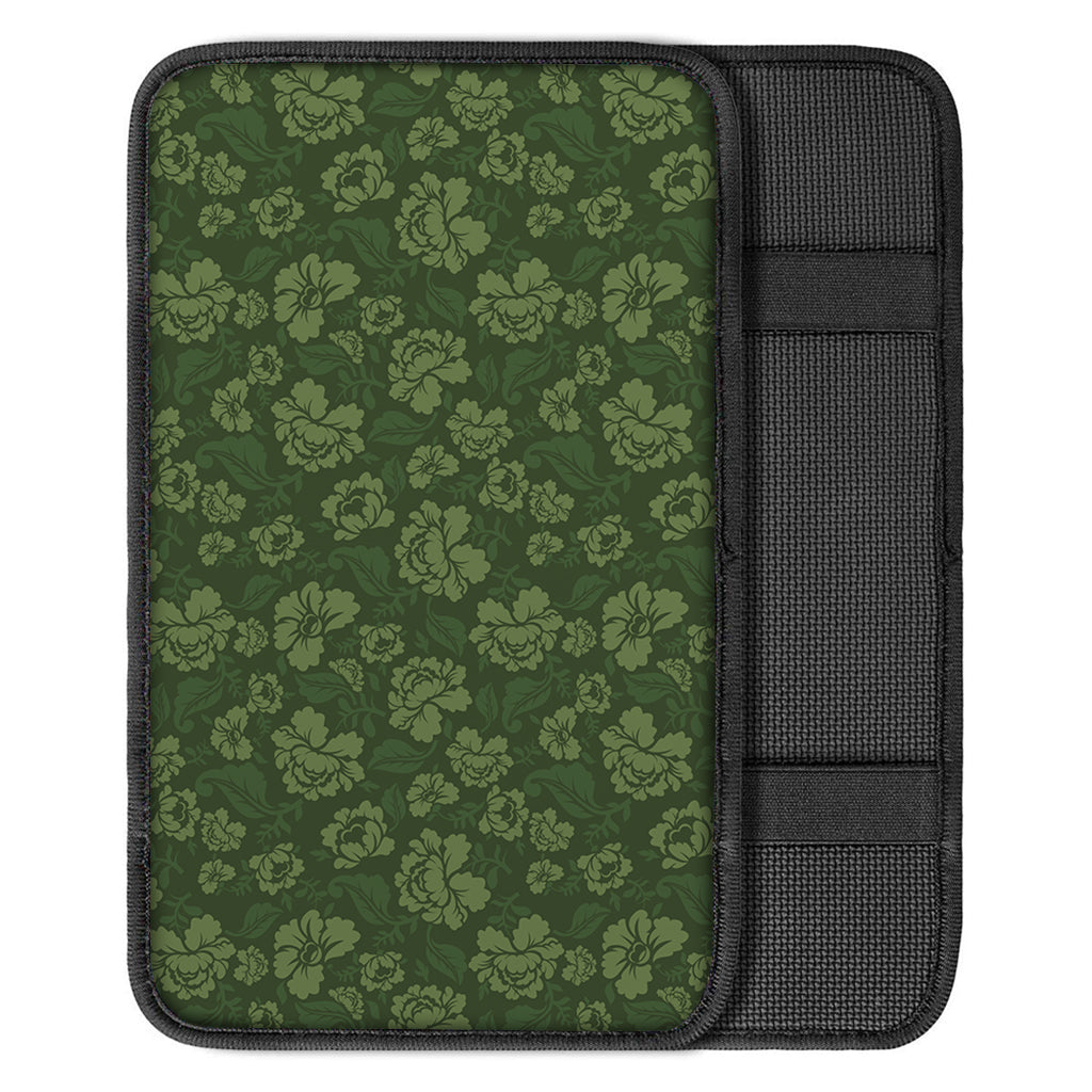 Military Green Camo Flower Pattern Print Car Center Console Cover