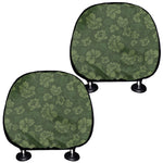 Military Green Camo Flower Pattern Print Car Headrest Covers