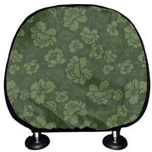 Military Green Camo Flower Pattern Print Car Headrest Covers