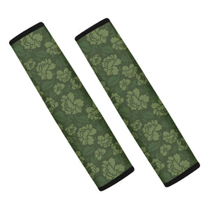 Military Green Camo Flower Pattern Print Car Seat Belt Covers